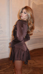 Ruffled Satin Mini Dress