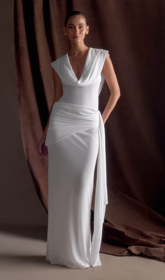 Chiffon Draped Maxi Dress