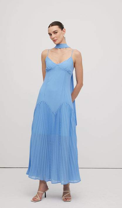 Plunge Front Ruffled Hem Midi Dress
