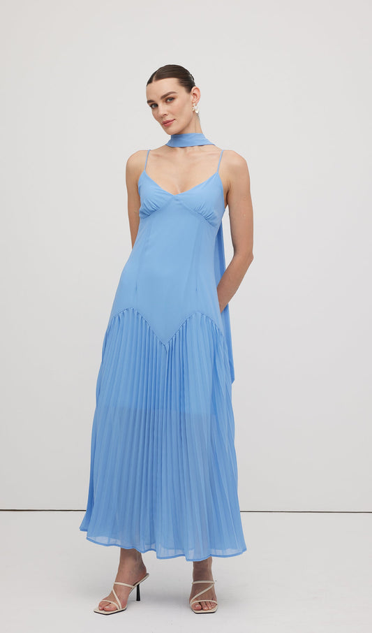 Plunge Front Ruffled Hem Midi Dress