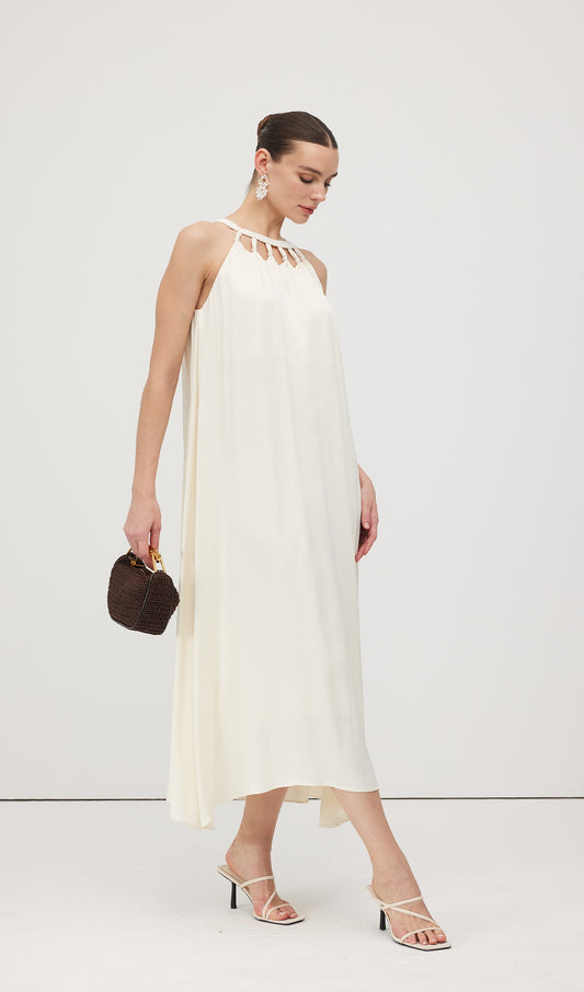 Round Neck Hollow Sleeveless Midi Dress