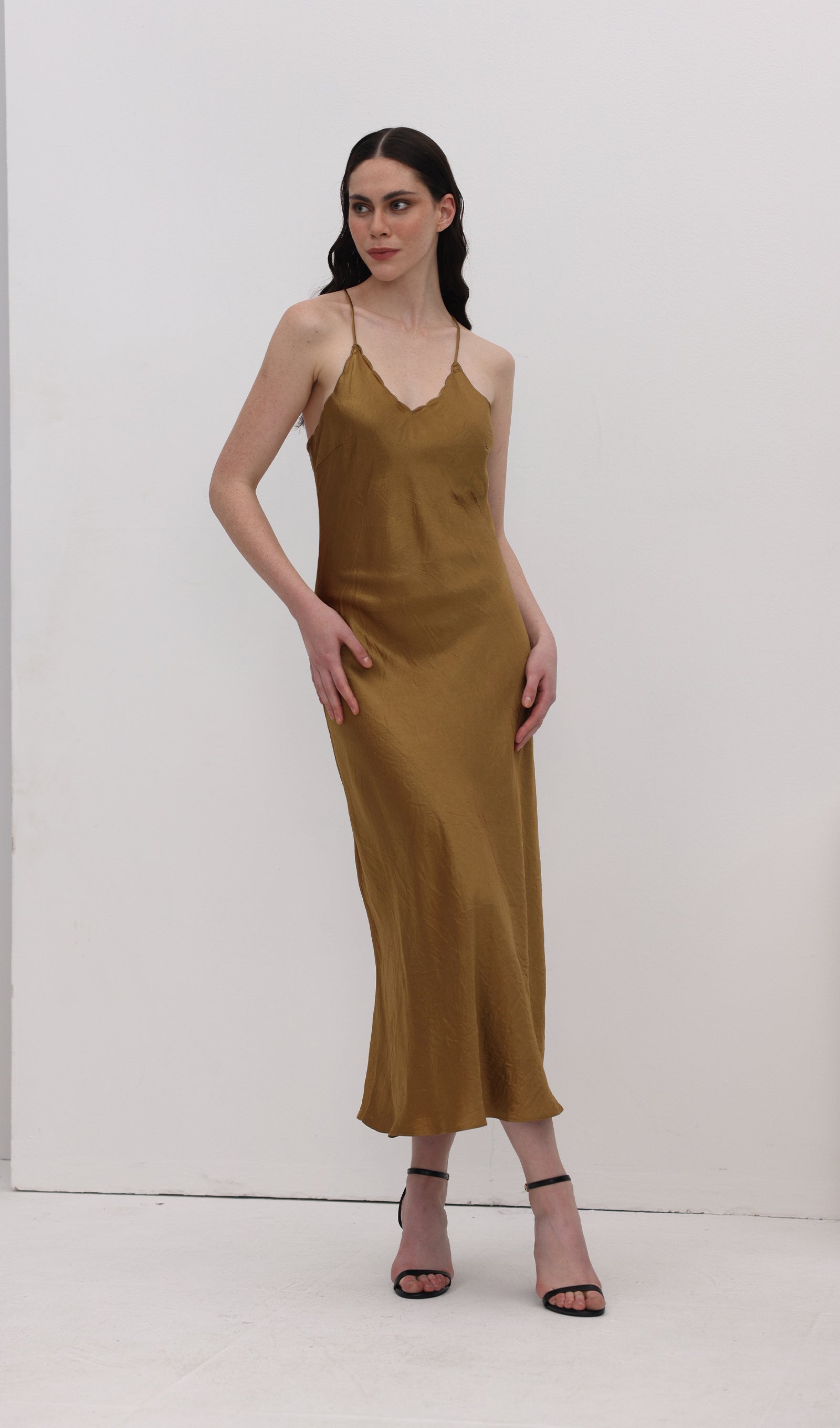 Acetate Sling Midi Dress