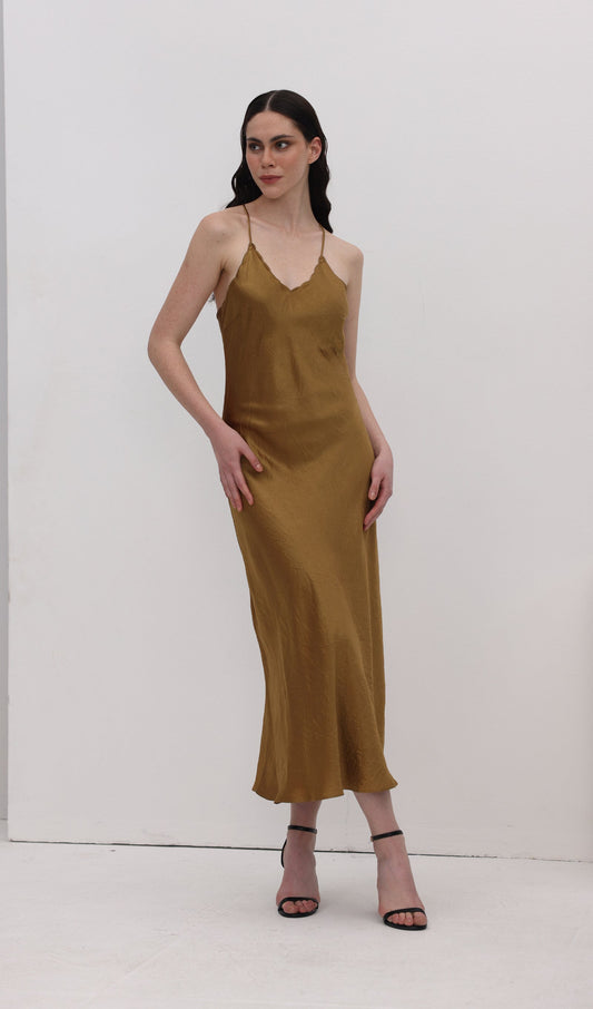 Acetate Sling Midi Dress