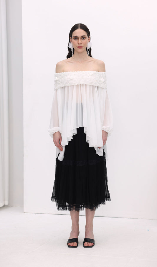 Off Shoulder Mesh  Mini Dress