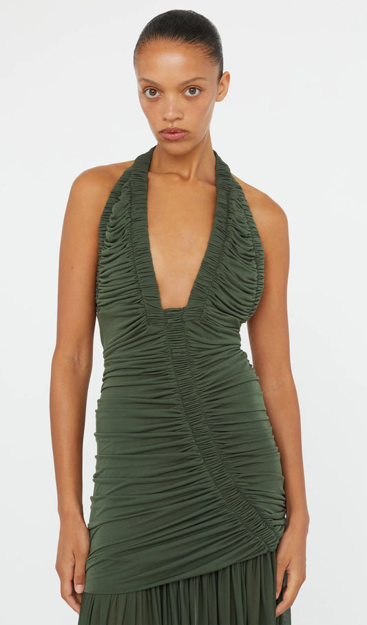 Plunging V Neckline Racerback Maxi Dress