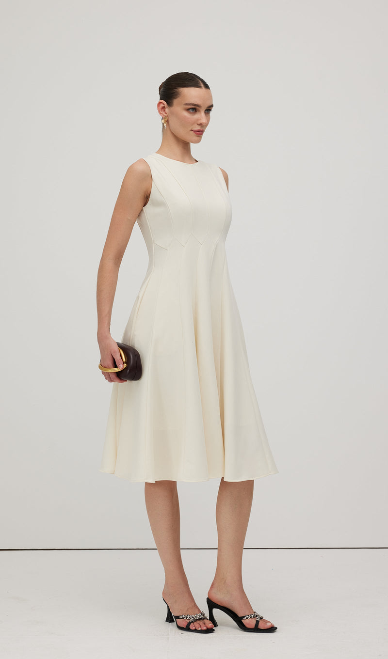 A Line Sleeveless Midi Dress