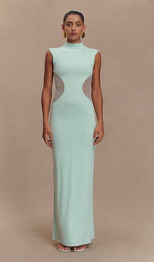 Slinky And Mesh Maxi Dress