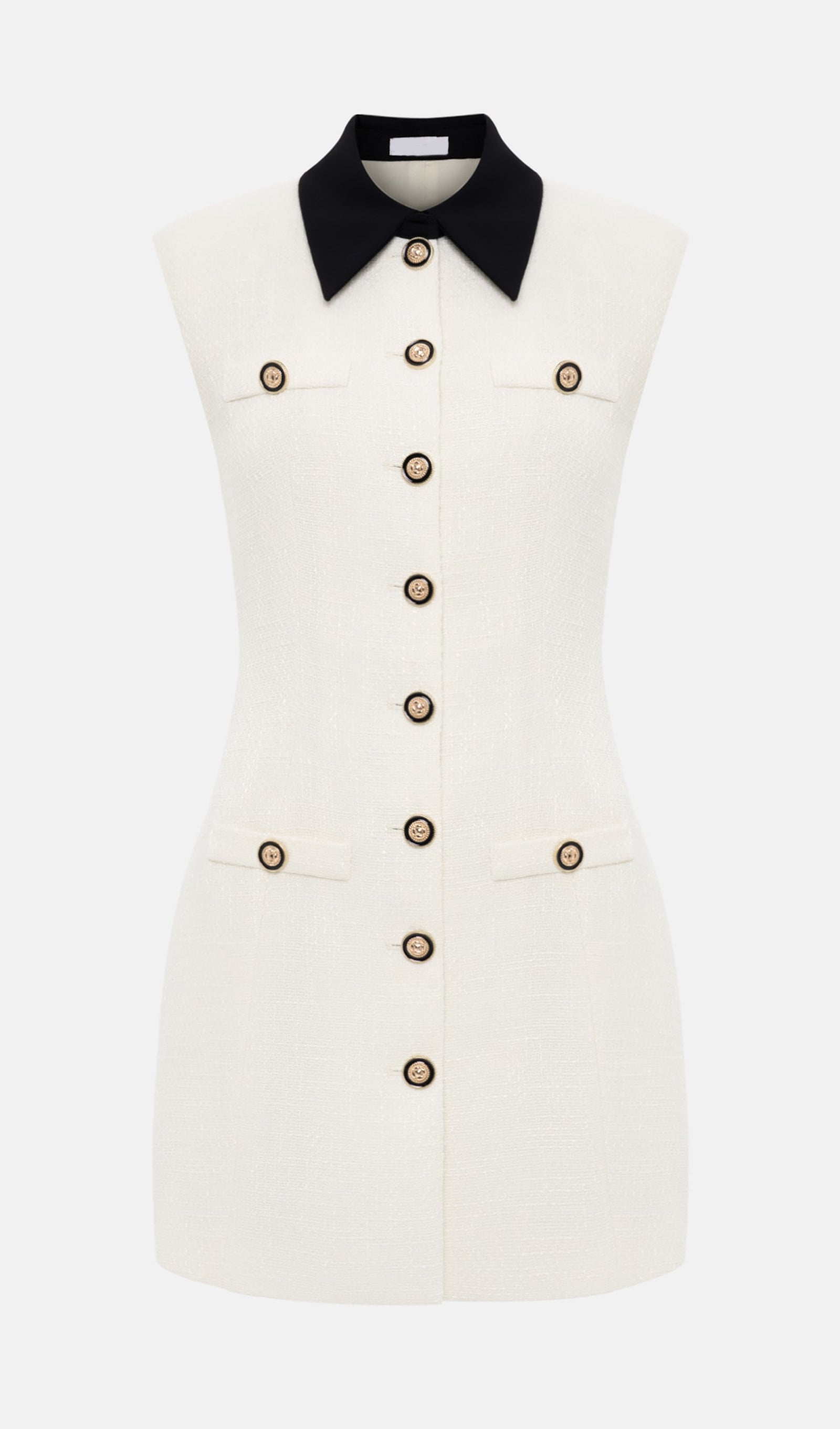 Tweed Contrast Collar Mini Dress