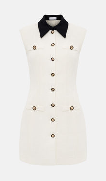 Tweed Contrast Collar Mini Dress