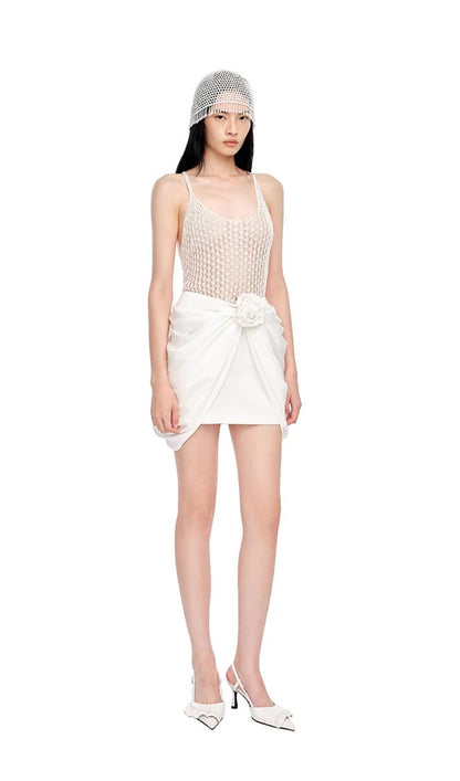 Satin Pleated Mini Skirt