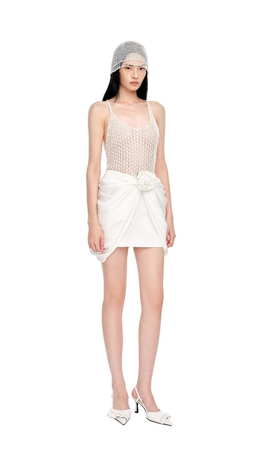 Satin Pleated Mini Skirt