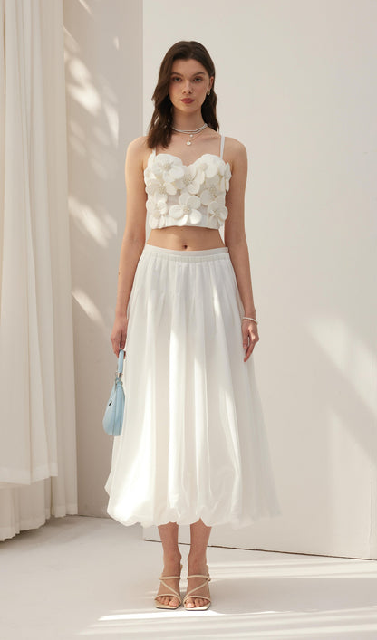Flower Embellished Bra Top White