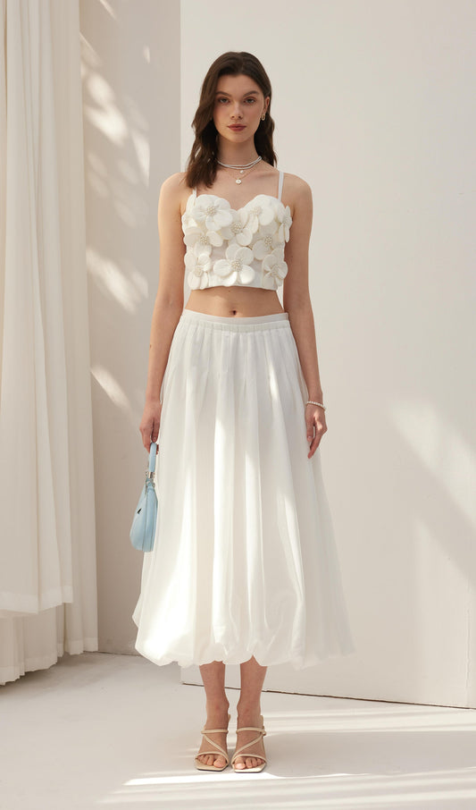 Flower Embellished Bra Top White
