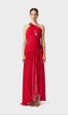 One Shoulder Georgette Maxi Dress
