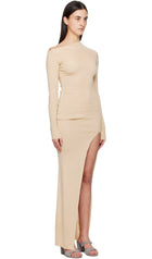 Irregular Solid Slit Maxi Dress