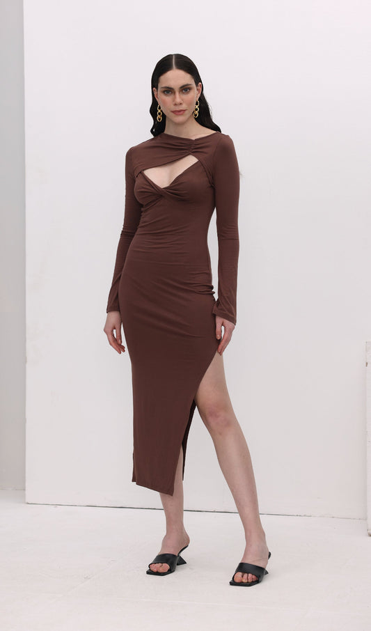 Cut Out Split Midi Dress
