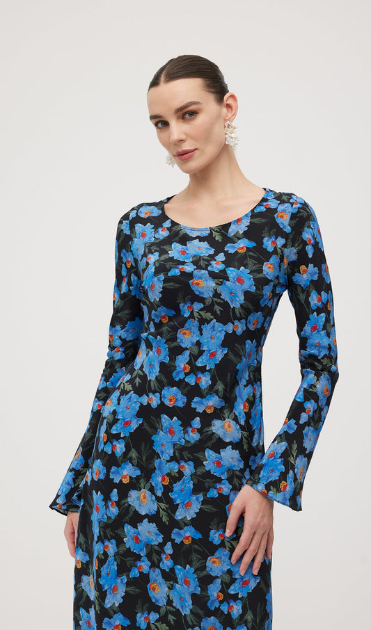Floral Print Silk Midi Dress