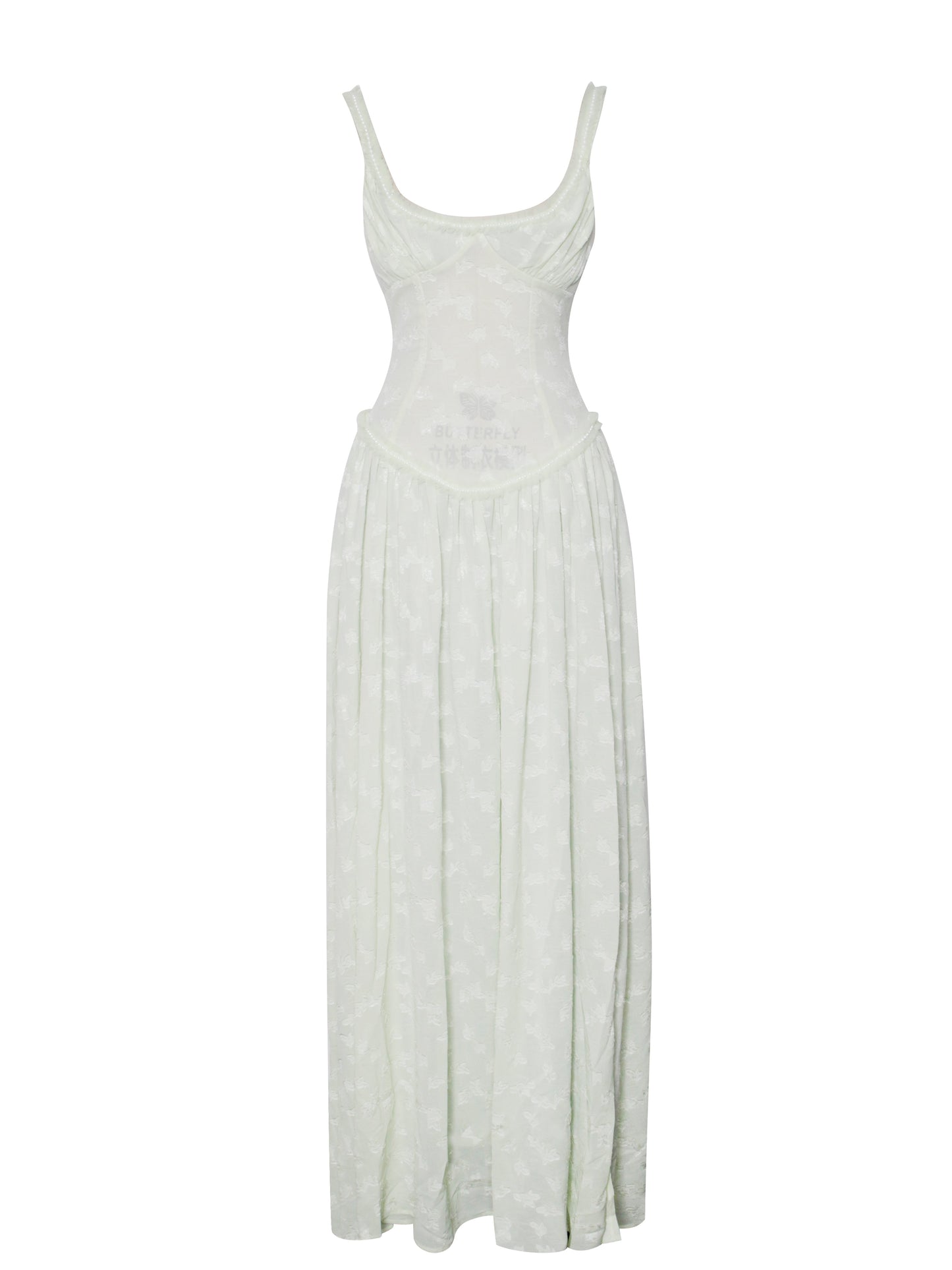 Ulissa Square Neck Jacquard Textured High Slit Maxi Dress