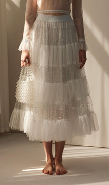 Lace Pleated Panel Skirt