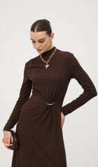 Jersey Metallic Decor Maxi Dress
