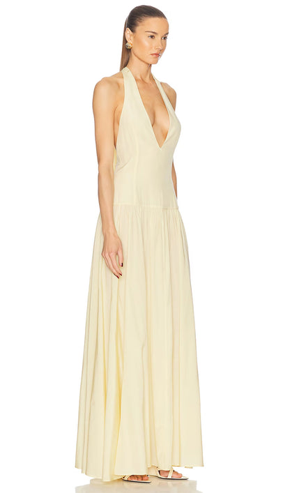Halter V Neck Maxi Dress