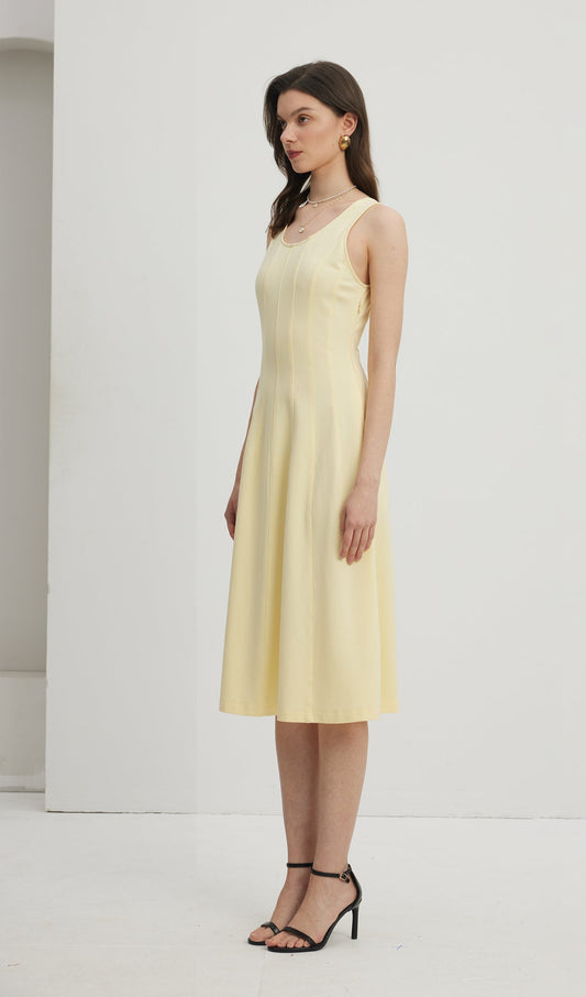 Pleated Split Midi Dress