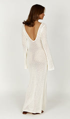Crochet Fishtail Flare Sleeve Maxi Dress