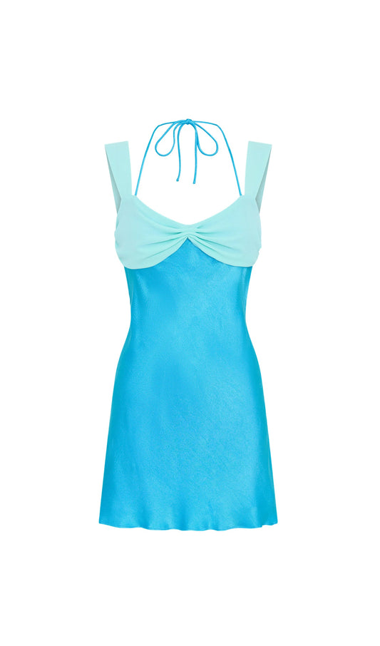 Ruched Back Lace Up Mini Dress