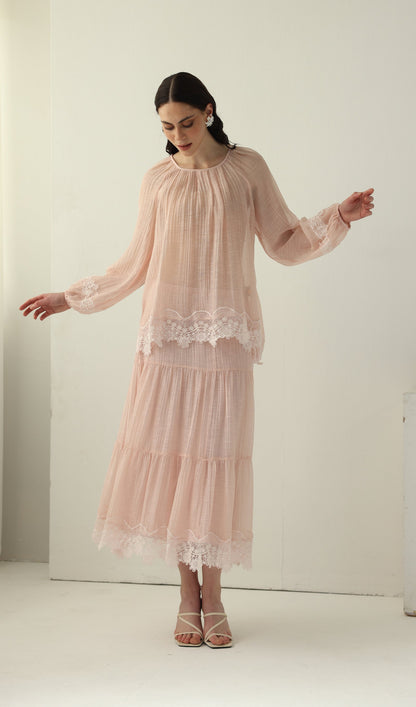 Long Sleeved Lace Panel Top