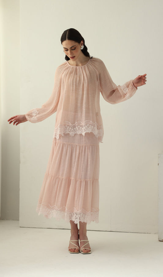 Long Sleeved Lace Panel Top