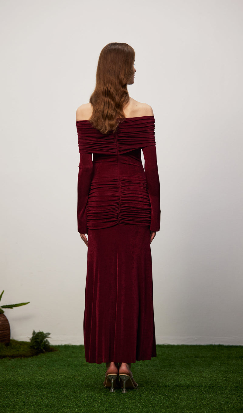 Jersey Draped Off-shoulder Maxi Dress