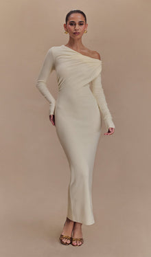 Draped Twist Knit Midi Dress