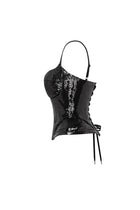 Black Sequin Spaghetti Strap Corset Top and Skirt Two-Piece Set