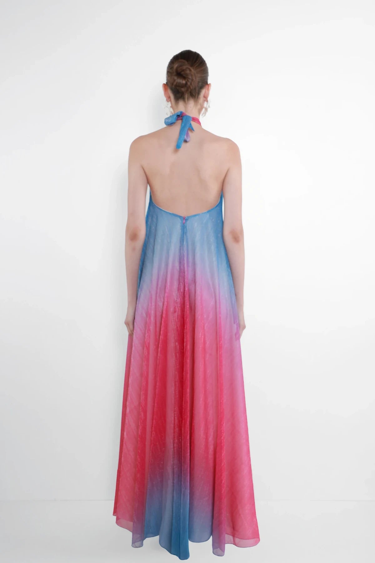 Halter Strapless Sleeveless Ombre Chiffon Dress