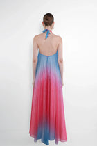 Halter Strapless Sleeveless Ombre Chiffon Dress