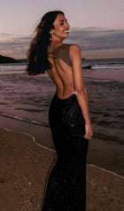 Hot Fix Maxi Dress With Mesh Back Black