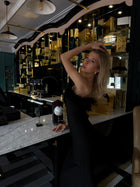 Lena Feather Trimmed Midi Dress Black