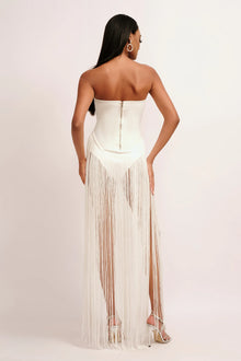 Strapless Bandage Fringe Panel Dress