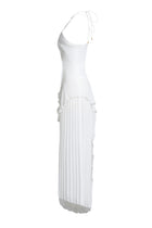 Double Tie Design Halter Spaghetti Strap  Ruched Asymmetrical Hem Dress