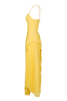Double Tie Design Halter Spaghetti Strap  Ruched Asymmetrical Hem Dress