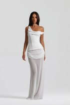 Corset-Style Chiffon Dress Two-Piece White Set