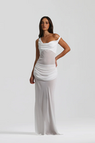 Corset-Style Chiffon Dress Two-Piece White Set