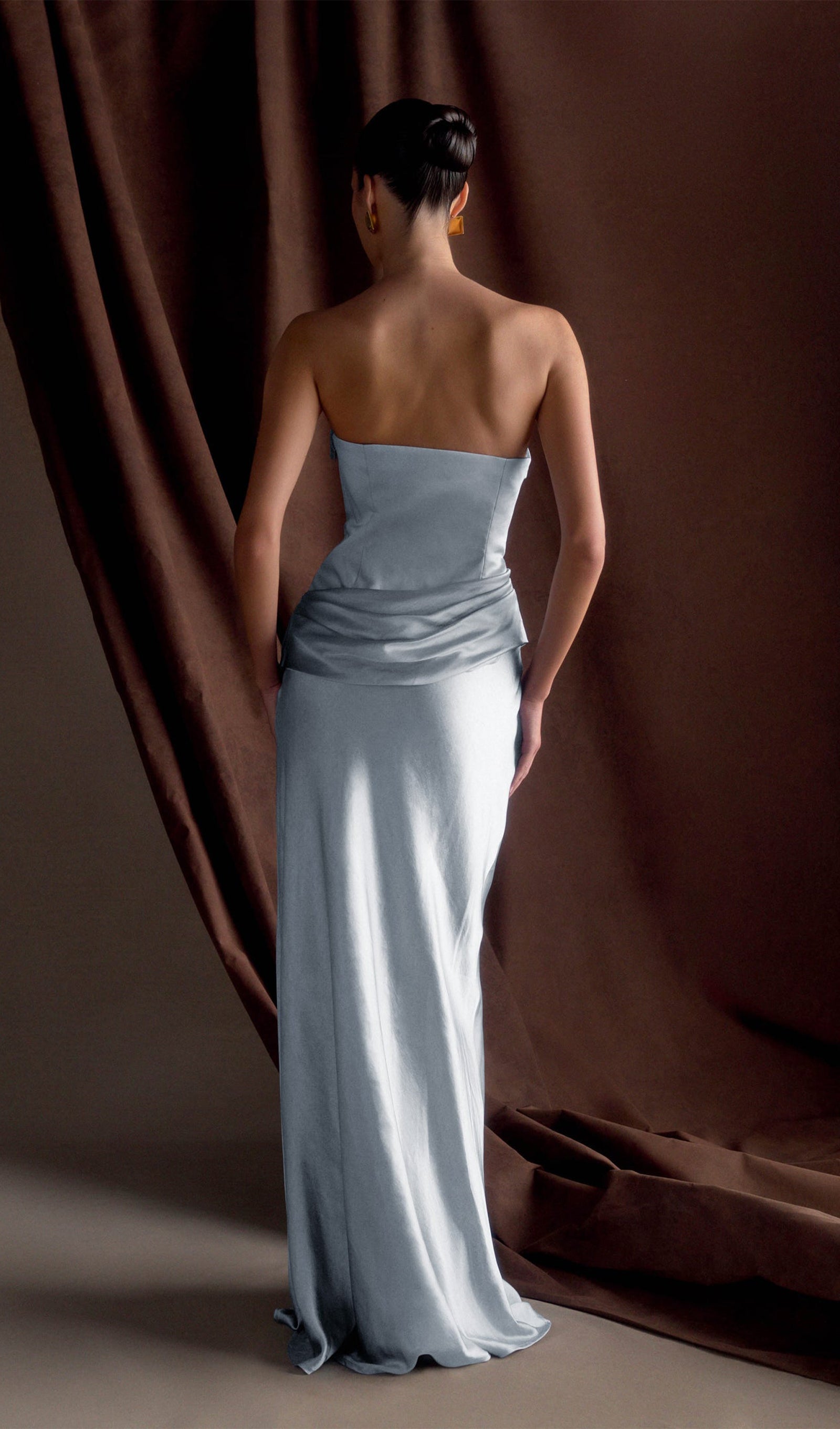 Strapless Satin Maxi Dress