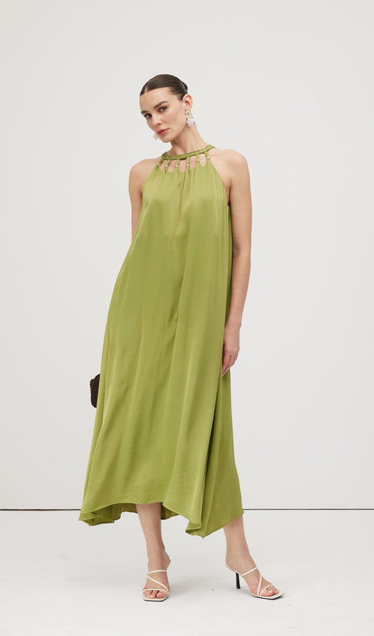 Round Neck Hollow Sleeveless Midi Dress