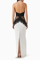 Open-back Maxi Dress in Crepe & Lace