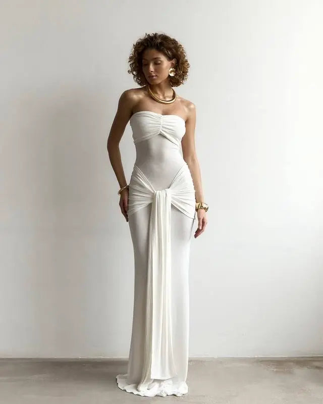 Strapless Twisted Fitted Maxi Dress