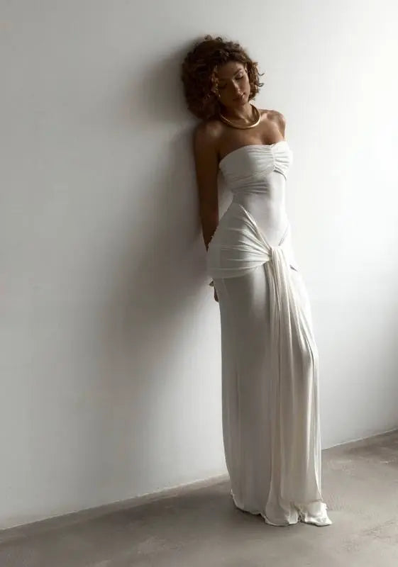 Strapless Twisted Fitted Maxi Dress