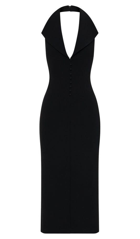 Crepe Halter Midi Dress