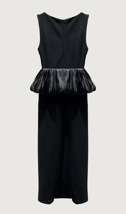 Ruffle Hem Slit Midi Dress