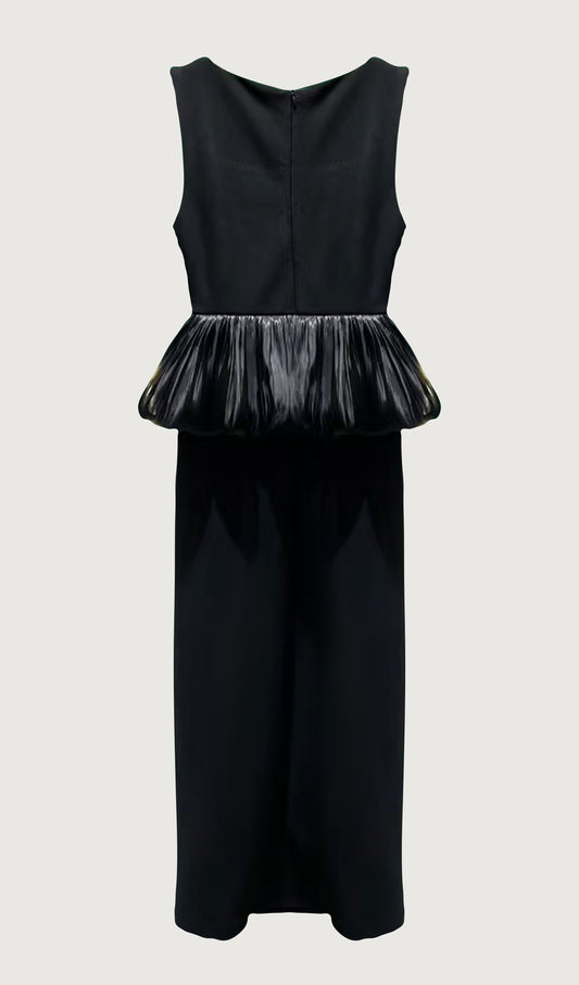 Ruffle Hem Slit Midi Dress